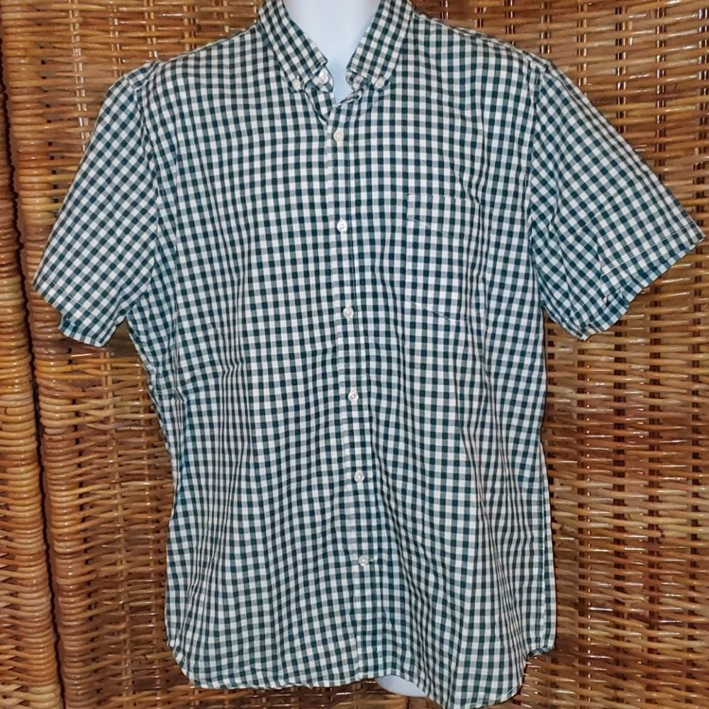 Gap Plaid Green White Shirt XL